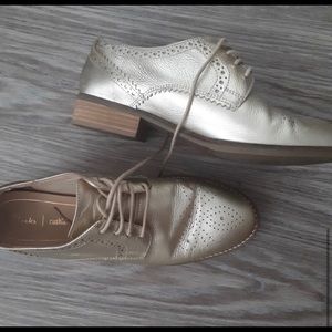 Clarks Gold Metallic Brogues/Oxfords